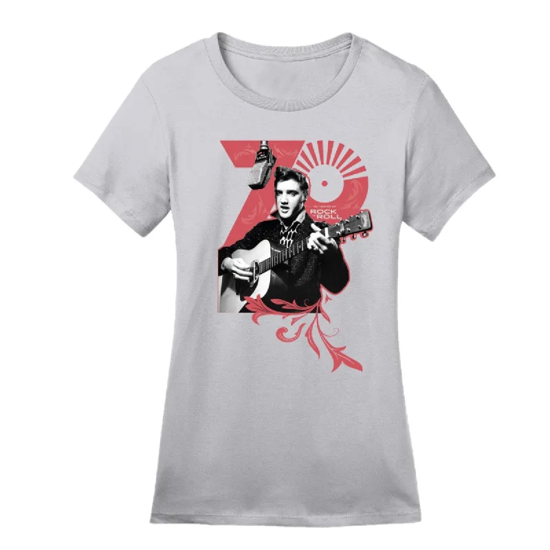 Elvis 70 Years of Rock N Roll Women's T-Shirt-- Lace Blend Ribbed Blend Corduroy Blend