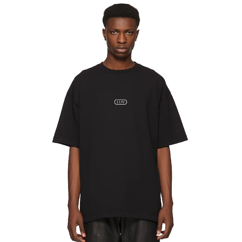 Lost Utopian Visions LUV / Pill Logo T-Shirt - Black-- Jersey Fabric Tulle Fabric Batik Fabric