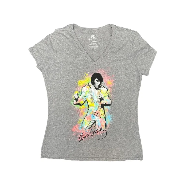Elvis Presley 70's Watercolor Women's T-Shirt-- Zippered Buttoned Snapped