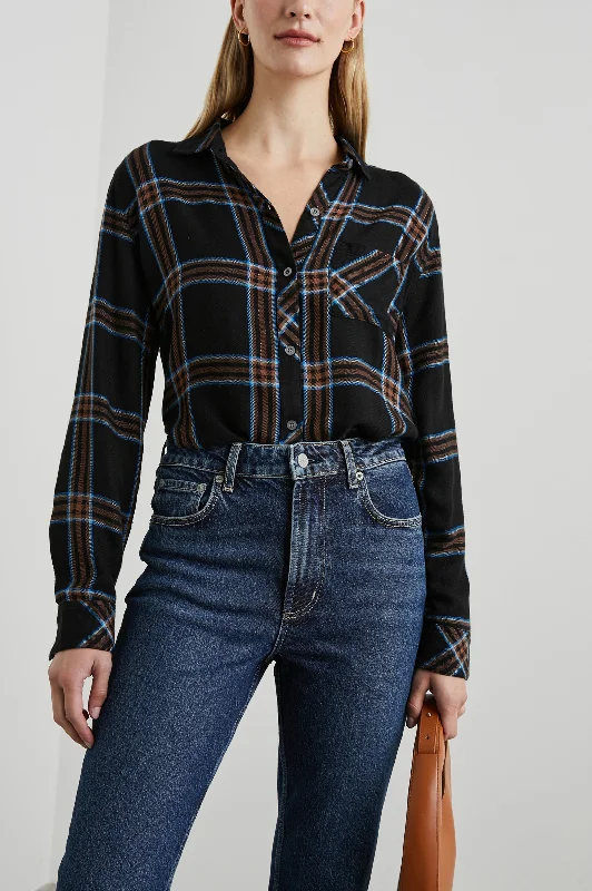 HUNTER SHIRT - COBALT CHESTNUT-- Boxy Fit Fitted Loose