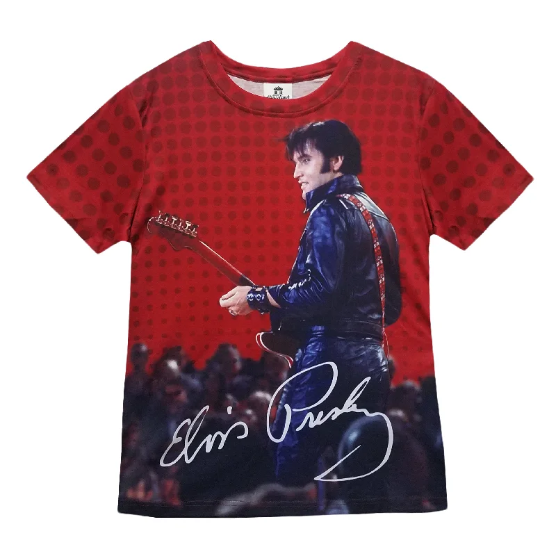 Elvis 68 Special Black Leather Women's Sublimated T-Shirt-- Fitted T-Shirt Seamless Stretchy
