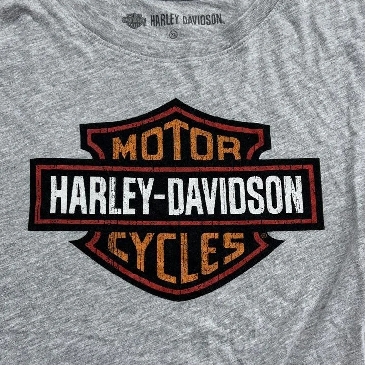 Harley Davidson Gray T-shirt - Size XL-- Ribbed Striped Patterned