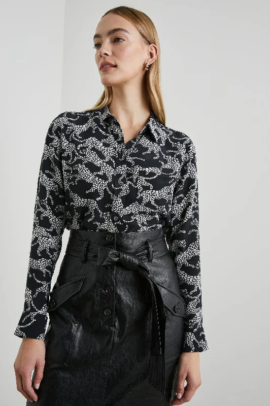 KATE SHIRT - BLACK LYNX-- Rayon Velvet Corduroy