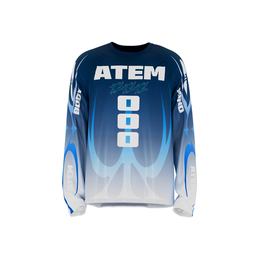 Atem Long-sleeve Racing Shirt - Blue-- Terry Blend Velvet Blend Canvas Blend