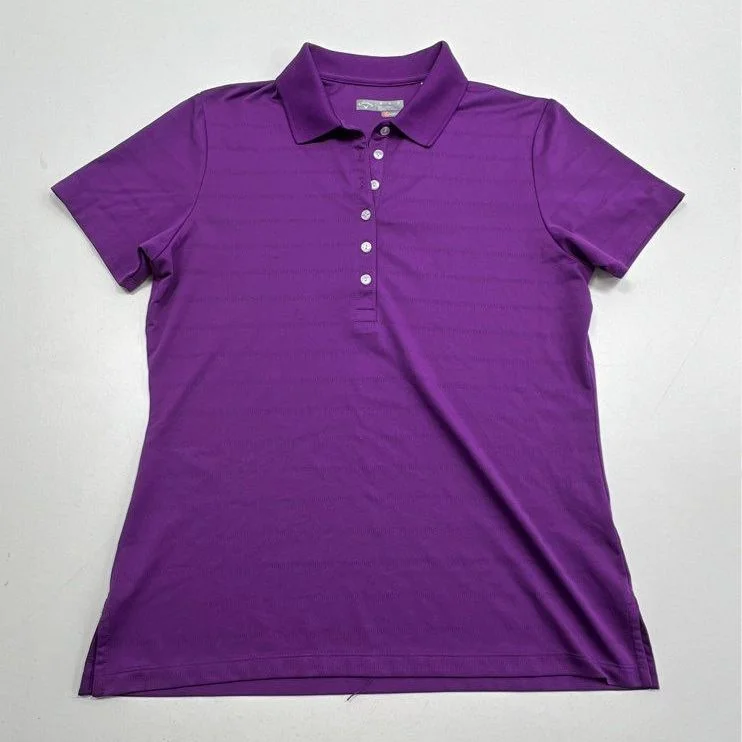 Callaway Purple Collared Shirt - Size Medium-- Embroidered Appliqued Beaded