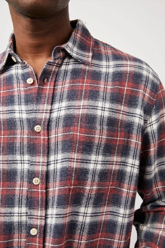 LENNOX SHIRT - RED SHADOW MELANGE-- Lace Blend Ribbed Blend Corduroy Blend