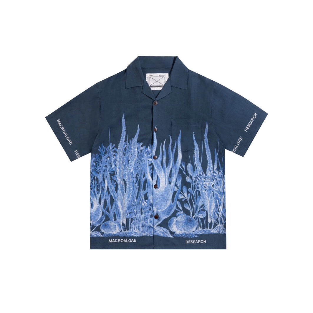 Space Available Macro Algae Research SS T-Shirt - Indigo-- Mesh Blend Leather Blend Suede Blend
