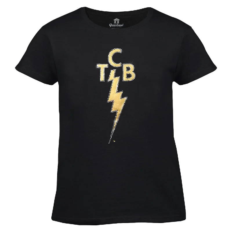TCB Foil and Rhinestone Embellished Women's T-Shirt-- Plaid T-Shirt Polka Dot Checkered