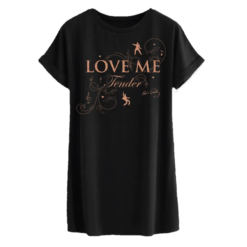 Elvis Presley Love Me Tender Night Shirt -- Basic T-Shirt Crew Neck Short Sleeve