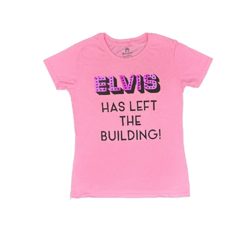 Elvis Has Left The Building Women's T-Shirt-- Hooded Caped Shawl Collar