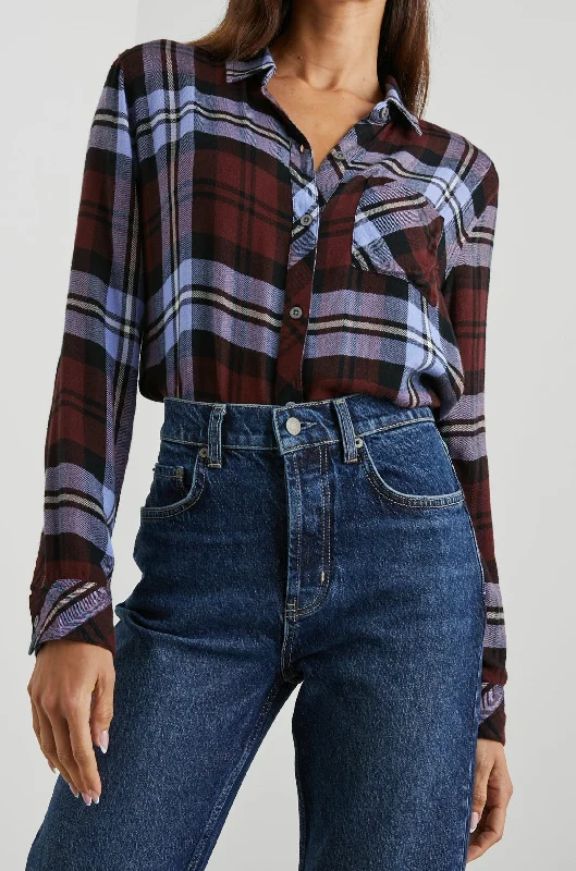 HUNTER SHIRT - MULBERRY PLUM-- Solid Print Embellished