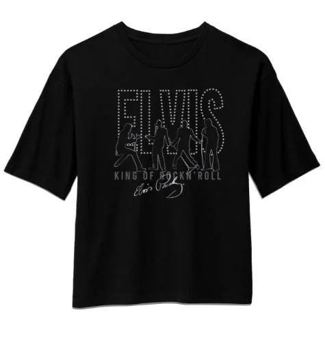 Elvis King of Rock N Roll Boxy Women's T-Shirt-- Anti-Shrink Durable Soft