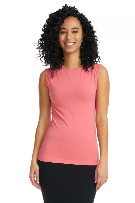 Salmon Pink Sleeveless Crewneck T-Shirt for Women-- Plaid T-Shirt Polka Dot Checkered Salmon Pink Sleeveless Crewneck T-Shirt for Women-- Plaid T-Shirt Polka Dot Checkered