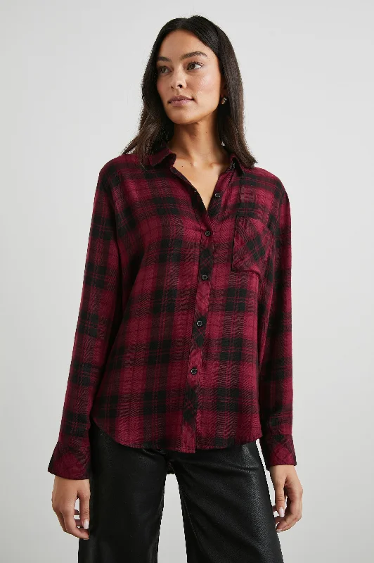 HUNTER SHIRT - CRIMSON PITCH-- Collared T-Shirt Boat Neck A-Line