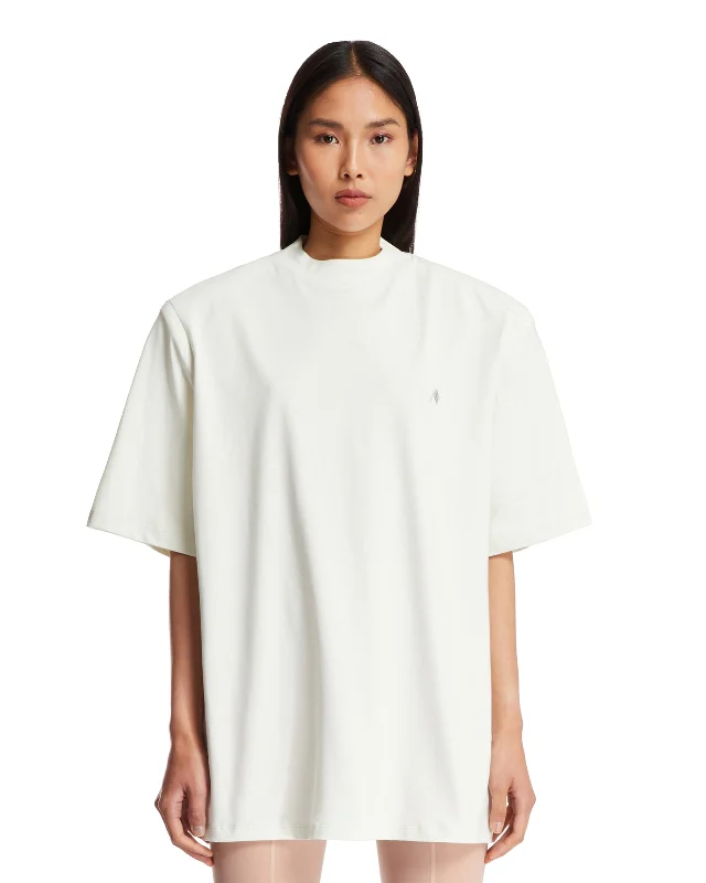 T-Shirt Bianca Con Logo-- Print Jacquard Patchwork