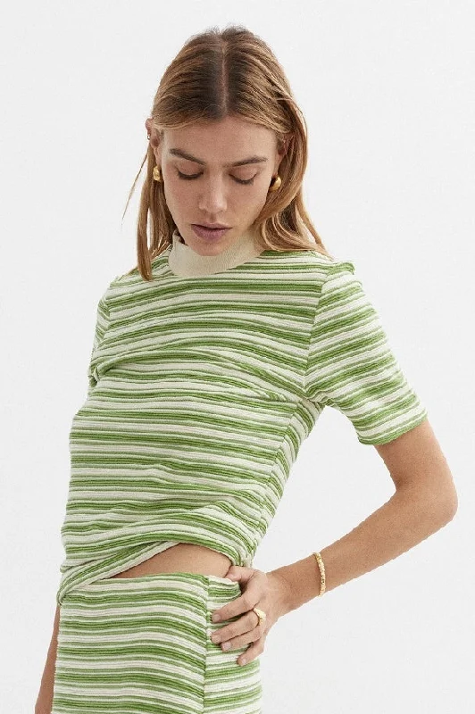 BLANCA Womens Demi Shirt Green-- Polka Dot Checkered Tartan