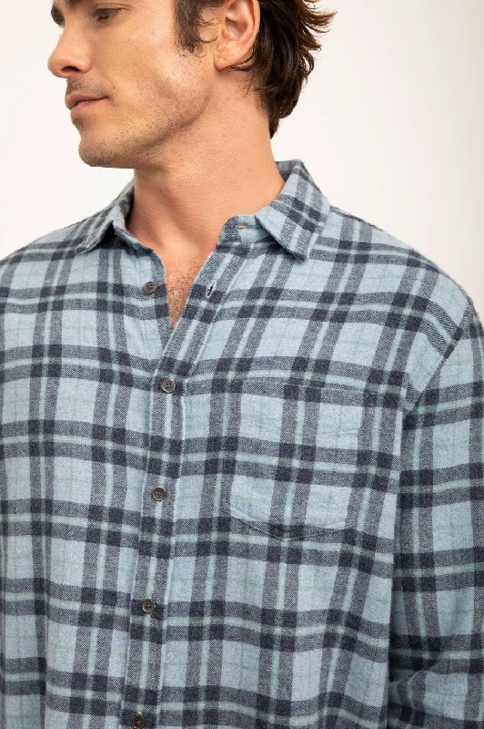 LENNOX SHIRT - ALGAE MELANGE-- Collared Crew Neck Turtle Neck