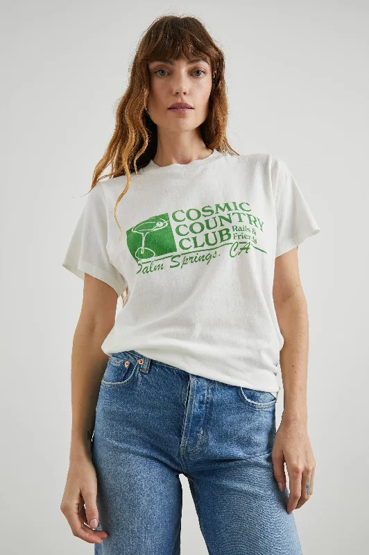 BOYFRIEND T-SHIRT - COSMIC COUNTRY CLUB-- Silk Blend Satin Velvet