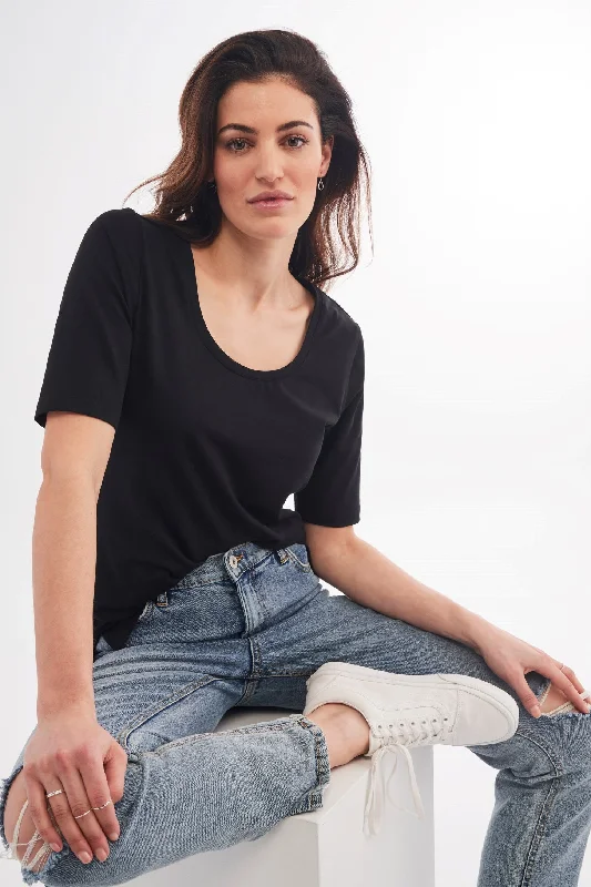 T-shirt en coton bio - Femme-- Cashmere Blend Cotton Blend Poly Blend