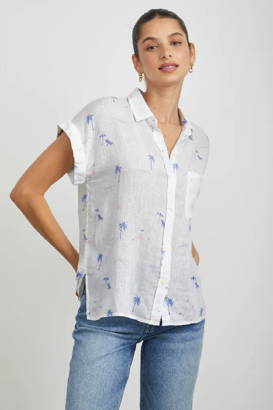 WHITNEY SHIRT - MALIBU BEACH-- Collared Crew Neck Turtle Neck