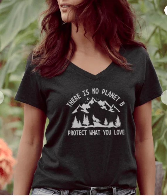 There Is No Planet B T-Shirt-- Ribbed T-Shirt High Neck Heavyweight