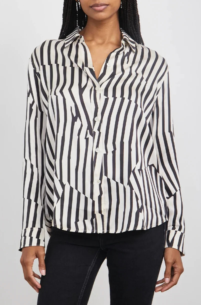 MARA SHIRT - JAGGED STRIPE-- Print Jacquard Patchwork