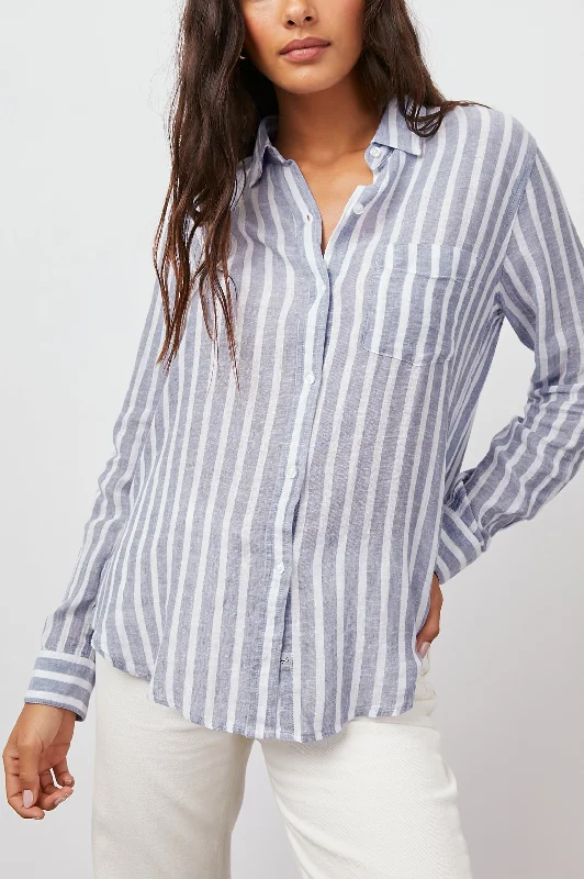CHARLI SHIRT - RHONE STRIPE-- Welt Pockets Slit Pockets