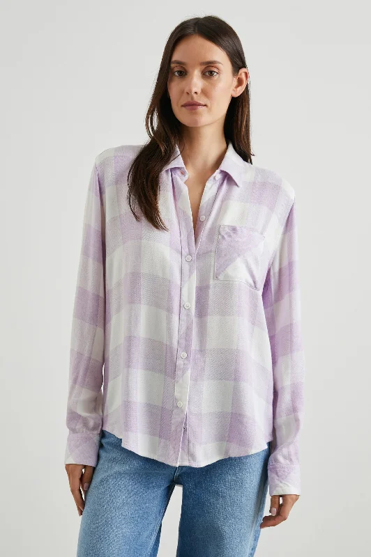 HUNTER SHIRT - LAVENDER EGRET-- Mesh Blend Leather Blend Suede Blend