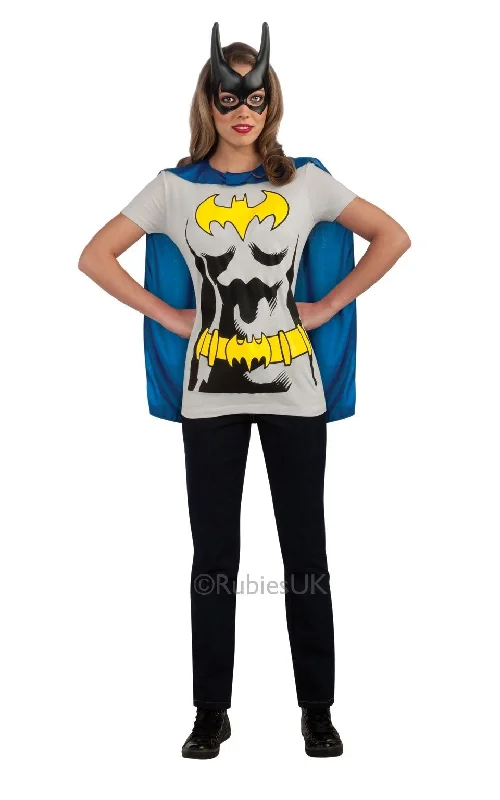 Batgirl Tshirt Costume-- Collared Crew Neck Turtle Neck