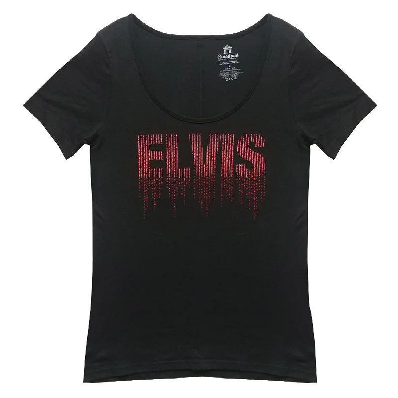 ELVIS Dripping Bling Women's T-Shirt-- Chenille Brocade Lace
