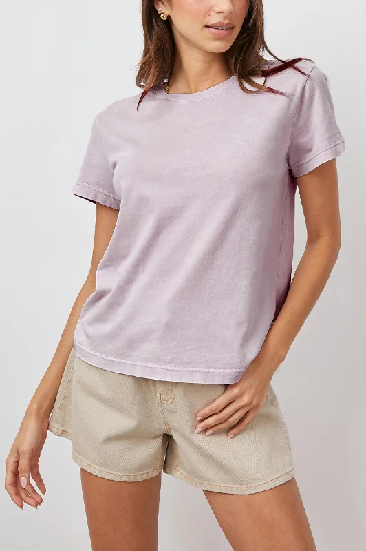 THE CLASSIC CREW T-SHIRT - LAVENDER ACID WASH-- Knit Fabric Woven Fabric Fleece Fabric