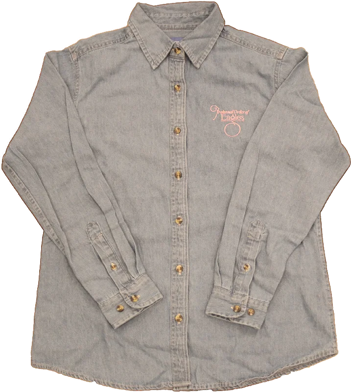 Ladies' Long-Sleeve Denim Shirts (#3 & #4)-- Jersey Fabric Tulle Fabric Batik Fabric