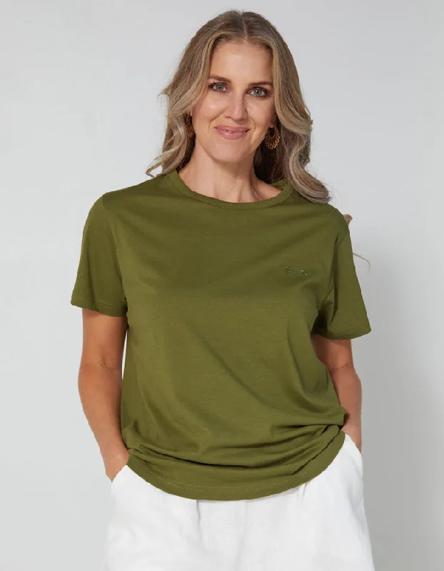 Stella & Gemma  T SHIRT Ace OLIVE  Logo-- Hooded Caped Shawl Collar