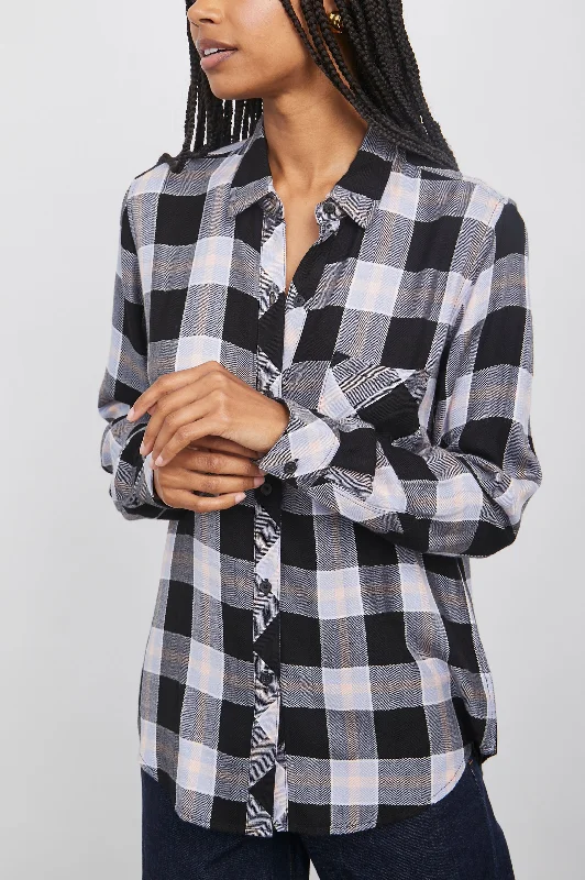 HUNTER SHIRT - ONYX PERWINKLE BLUSH-- Fashionable Trendy Casual