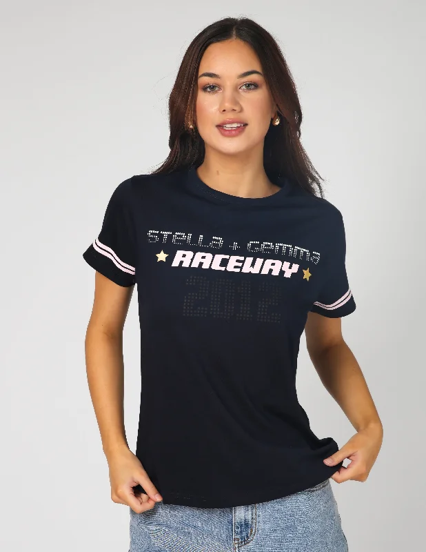 Stella & Gemma  ACE T SHIRT Raceway Navy-- Fleece Nylon Spandex