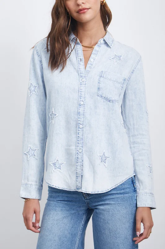 INGRID SHIRT - LIGHT ACID STARS-- Terry Blend Velvet Blend Canvas Blend