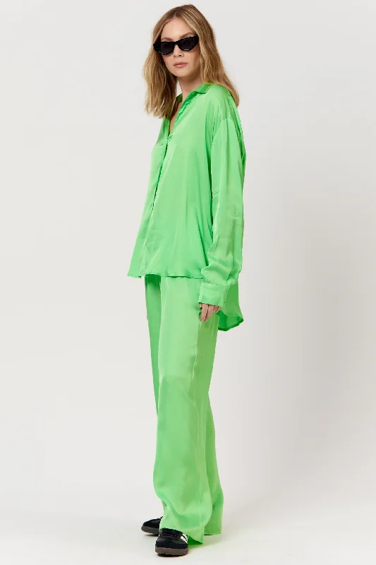 PIPPA THE LABEL Womens Sammi Shirt - Lime-- Lace Blend Ribbed Blend Corduroy Blend