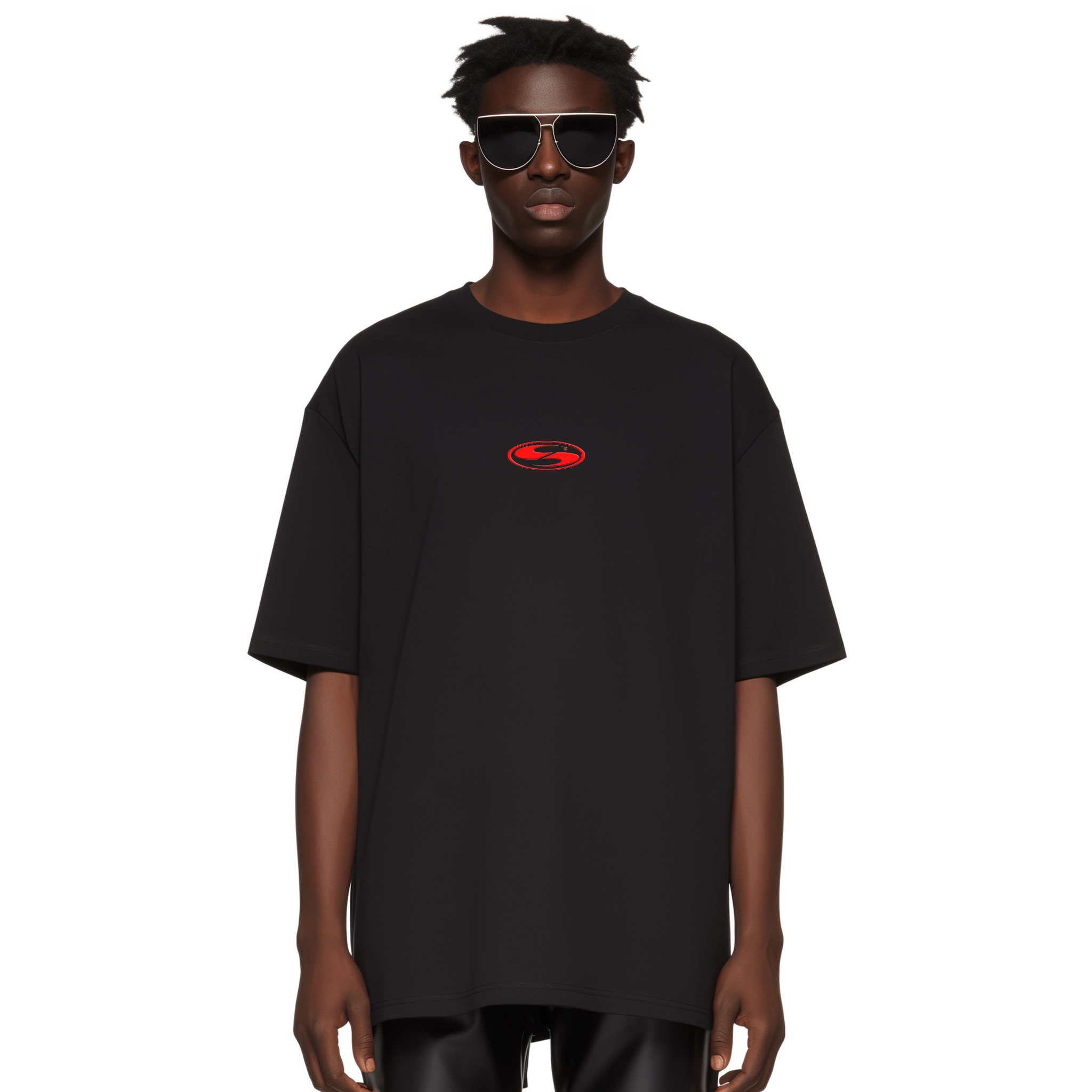 Superconscious Ying Yang 3D Logo T-Shirt - Black-- Denim Fabric Leather Fabric Suede Fabric