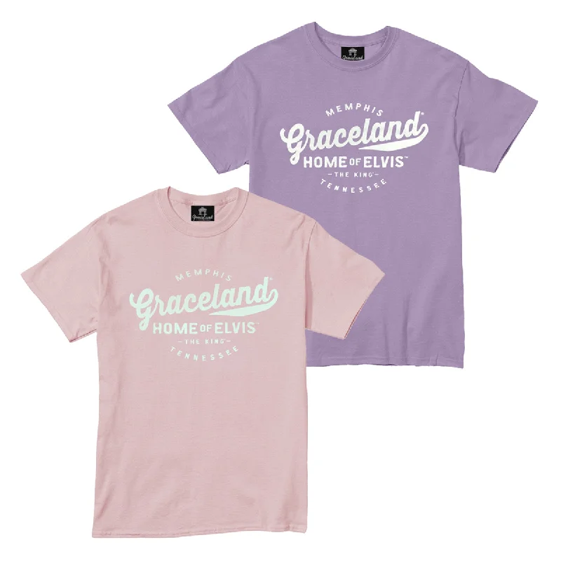 Graceland Elvis The King Memphis T-Shirt-- Graphic T-Shirt Round Neck Polyester