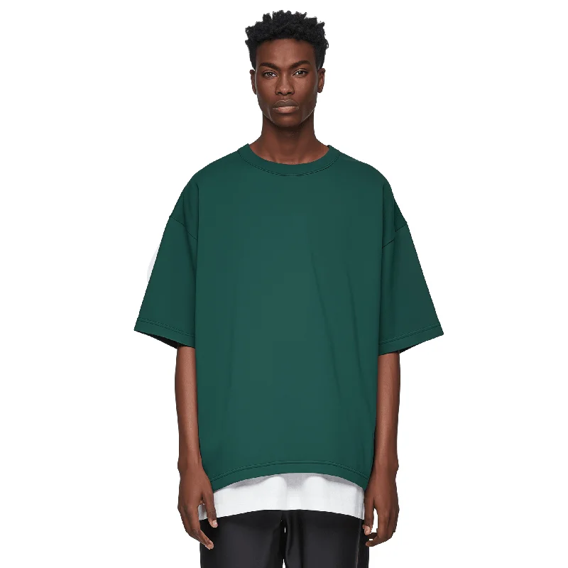Superconscious Oversized Organic T-shirt - Forest Green-- Beaded Sequined Faux Fur