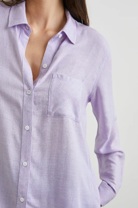 HUNTER SHIRT - LAVENDER HEATHER-- Polka Dot Checkered Tartan