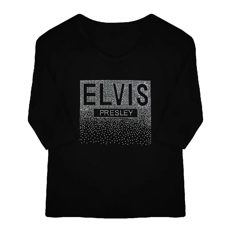 Elvis Signature Style: Elvis Presley Rain 3/4 Sleeve Women's T-Shirt-- Terry Blend Velvet Blend Canvas Blend