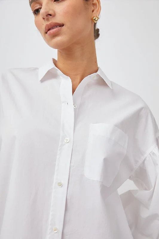JANAE SHIRT - WHITE-- Mesh Canvas Denim