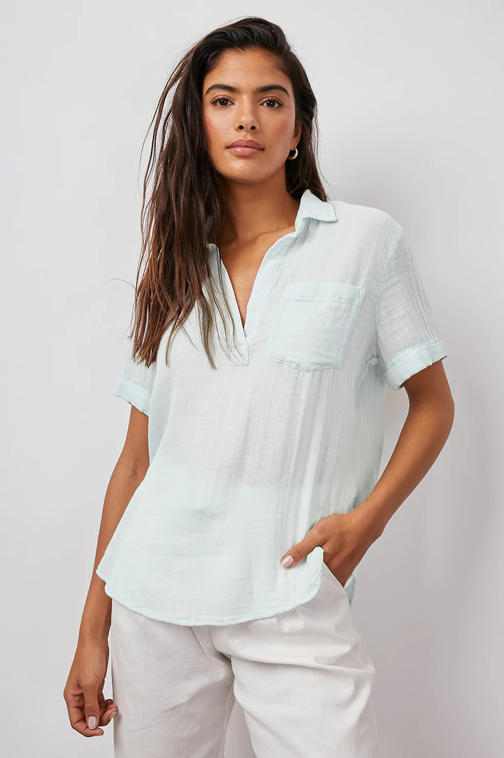 SAVANNAH SHIRT - SKY-- Chenille Blend Fleece Blend Nylon Blend