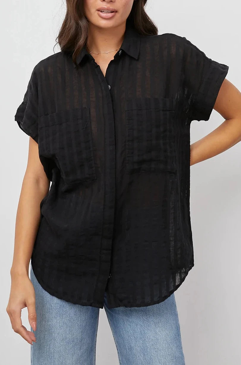 CITO SHIRT - BLACK SHADOW STRIPE-- Polka Dot Checkered Tartan