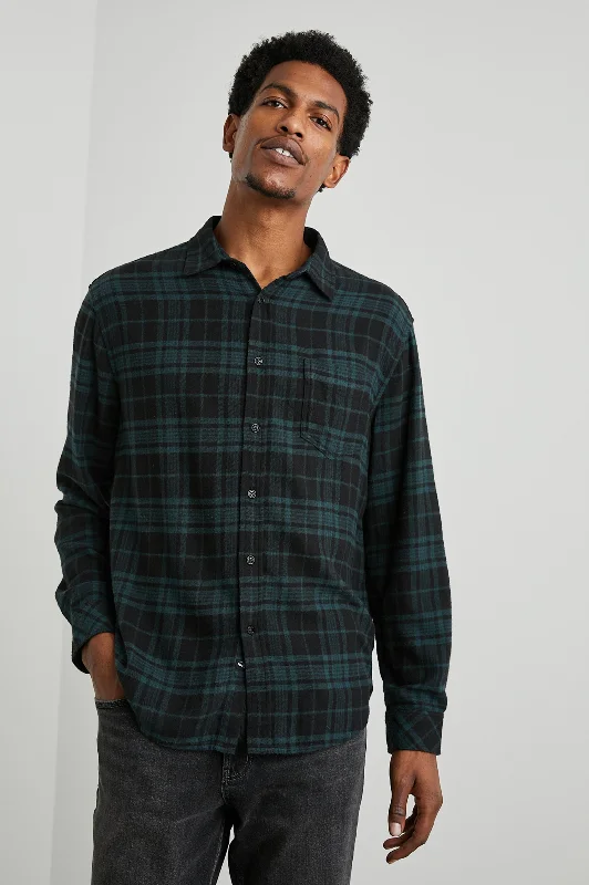 LENNOX SHIRT - EMERALD SHADOW-- Houndstooth Herringbone Solid