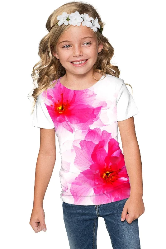 Fragrance Zoe Pink Floral Print Cute Designer T-Shirt - Girls-- Hooded Caped Shawl Collar