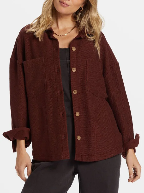 Everytime Shacket Long Sleeve Buttondown Shirt-- Terry Blend Velvet Blend Canvas Blend