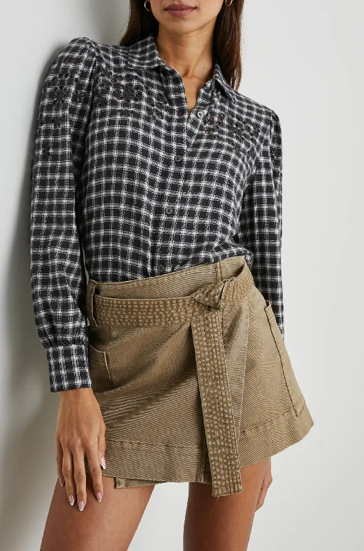 DIXIE SHIRT - SABLE IVORY-- Satin Fabric Silk Fabric Chiffon Fabric