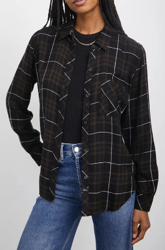 HUNTER SHIRT - OLIVE CARBON WHITE-- Real Fur Shearling Chenille